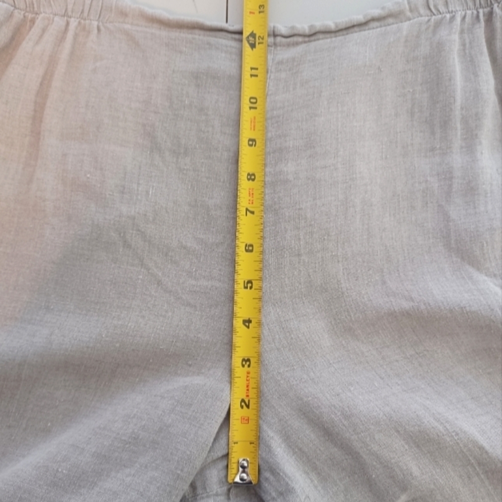 Flax 100% Linen Oatmeal Lagenlook Pull-On Sz L Pants - Picture 13 of 14